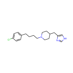 Clc1ccc(CCCCN2CCC(Cc3c[nH]cn3)CC2)cc1 ZINC000028563834