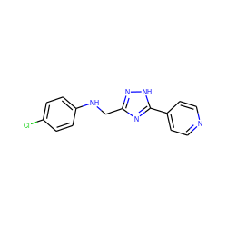 Clc1ccc(NCc2n[nH]c(-c3ccncc3)n2)cc1 ZINC000034985627