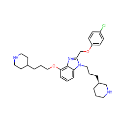 Clc1ccc(OCc2nc3c(OCCCC4CCNCC4)cccc3n2CCC[C@@H]2CCCNC2)cc1 ZINC000013780320