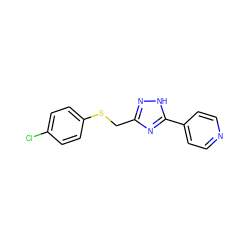 Clc1ccc(SCc2n[nH]c(-c3ccncc3)n2)cc1 ZINC000006472476