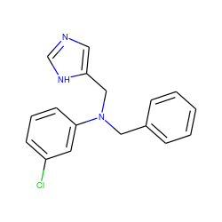 Clc1cccc(N(Cc2ccccc2)Cc2cnc[nH]2)c1 ZINC000096177483
