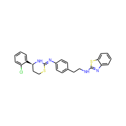 Clc1ccccc1[C@@H]1CCS/C(=N\c2ccc(CCNc3nc4ccccc4s3)cc2)N1 ZINC000049035149