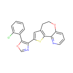 Clc1ccccc1-c1ocnc1-c1cc2c(s1)-c1ncccc1OCC2 ZINC000095582357
