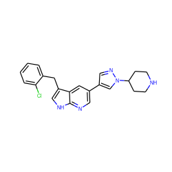 Clc1ccccc1Cc1c[nH]c2ncc(-c3cnn(C4CCNCC4)c3)cc12 ZINC000473091532