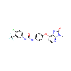 Cn1c(=O)[nH]c2c(Oc3ccc(NC(=O)Nc4ccc(Cl)c(C(F)(F)F)c4)cc3)ccnc21 ZINC000034643530