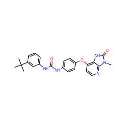 Cn1c(=O)[nH]c2c(Oc3ccc(NC(=O)Nc4cccc(C(C)(C)C)c4)cc3)ccnc21 ZINC000040950941