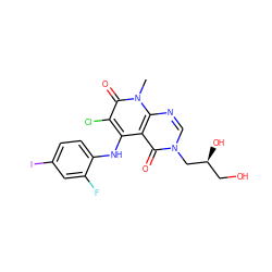 Cn1c(=O)c(Cl)c(Nc2ccc(I)cc2F)c2c(=O)n(C[C@@H](O)CO)cnc21 ZINC000066079628