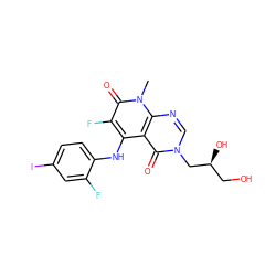 Cn1c(=O)c(F)c(Nc2ccc(I)cc2F)c2c(=O)n(C[C@@H](O)CO)cnc21 ZINC000043196550