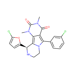 Cn1c(=O)c2c(-c3cccc(Cl)c3)n3c(c2n(C)c1=O)[C@H](c1ccc(Cl)o1)NCC3 ZINC000209533345