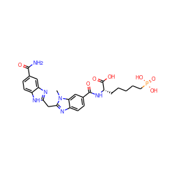 Cn1c(Cc2nc3cc(C(N)=O)ccc3[nH]2)nc2ccc(C(=O)N[C@@H](CCCCCP(=O)(O)O)C(=O)O)cc21 ZINC000026400574