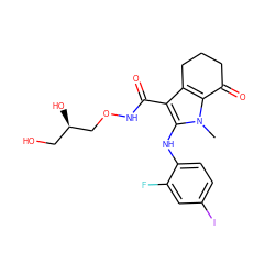 Cn1c(Nc2ccc(I)cc2F)c(C(=O)NOC[C@H](O)CO)c2c1C(=O)CCC2 ZINC000084604123