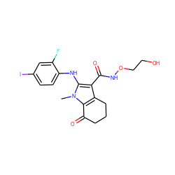 Cn1c(Nc2ccc(I)cc2F)c(C(=O)NOCCO)c2c1C(=O)CCC2 ZINC000084633422