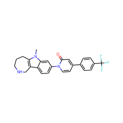 Cn1c2c(c3ccc(-n4ccc(-c5ccc(C(F)(F)F)cc5)cc4=O)cc31)CNCCC2 ZINC000169700512