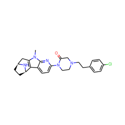 Cn1c2c(c3ccc(N4CCN(CCc5ccc(Cl)cc5)CC4=O)nc31)[C@H]1CC[C@@H](C2)N1 ZINC000113225591