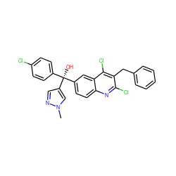 Cn1cc([C@@](O)(c2ccc(Cl)cc2)c2ccc3nc(Cl)c(Cc4ccccc4)c(Cl)c3c2)cn1 ZINC000219517402