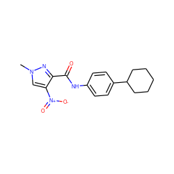 Cn1cc([N+](=O)[O-])c(C(=O)Nc2ccc(C3CCCCC3)cc2)n1 ZINC000000096033