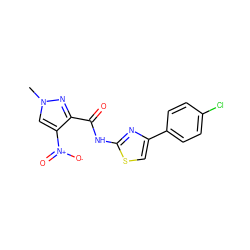 Cn1cc([N+](=O)[O-])c(C(=O)Nc2nc(-c3ccc(Cl)cc3)cs2)n1 ZINC000001001152