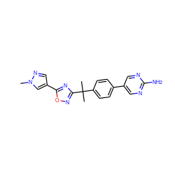 Cn1cc(-c2nc(C(C)(C)c3ccc(-c4cnc(N)nc4)cc3)no2)cn1 ZINC000204648113