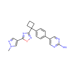 Cn1cc(-c2nc(C3(c4ccc(-c5cnc(N)nc5)cc4)CCC3)no2)cn1 ZINC000149959972