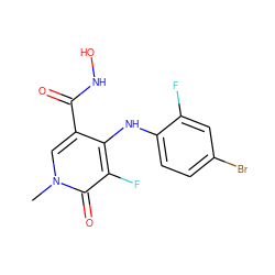 Cn1cc(C(=O)NO)c(Nc2ccc(Br)cc2F)c(F)c1=O ZINC000013679356