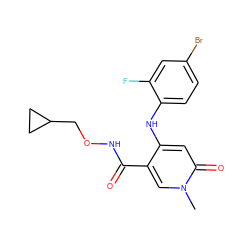 Cn1cc(C(=O)NOCC2CC2)c(Nc2ccc(Br)cc2F)cc1=O ZINC000013679328