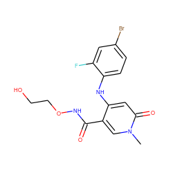 Cn1cc(C(=O)NOCCO)c(Nc2ccc(Br)cc2F)cc1=O ZINC000013679336