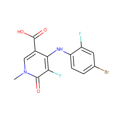 Cn1cc(C(=O)O)c(Nc2ccc(Br)cc2F)c(F)c1=O ZINC000013679350