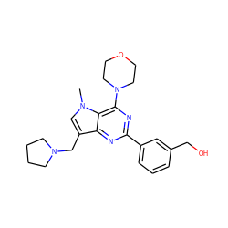 Cn1cc(CN2CCCC2)c2nc(-c3cccc(CO)c3)nc(N3CCOCC3)c21 ZINC000049070369