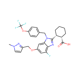 Cn1ccc(COc2cc(F)c3nc([C@@H]4CCCC[C@@H]4C(=O)O)n(Cc4ccc(OC(F)(F)F)cc4)c3c2)n1 ZINC000226037261