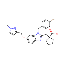 Cn1ccc(COc2ccc3nc(CC4(C(=O)O)CCCC4)n(Cc4ccc(Br)cc4)c3c2)n1 ZINC000226040833