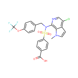 Cn1ccc2c(Cl)cnc(N(Cc3ccc(OC(F)(F)F)cc3)S(=O)(=O)c3ccc(C(=O)O)cc3)c21 ZINC000203776937