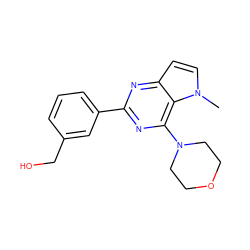 Cn1ccc2nc(-c3cccc(CO)c3)nc(N3CCOCC3)c21 ZINC000049112092