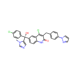 Cn1cncc1[C@@](O)(c1ccc(Cl)cc1)c1ccc2[nH]c(=O)c(Cc3ccc(-n4cccn4)cc3)c(Cl)c2c1 ZINC000217071658