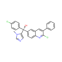 Cn1cncc1[C@@](O)(c1ccc(Cl)cc1)c1ccc2nc(Cl)c(-c3ccccc3)cc2c1 ZINC001772628414