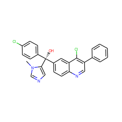 Cn1cncc1[C@@](O)(c1ccc(Cl)cc1)c1ccc2ncc(-c3ccccc3)c(Cl)c2c1 ZINC000217338742