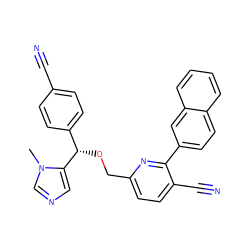 Cn1cncc1[C@@H](OCc1ccc(C#N)c(-c2ccc3ccccc3c2)n1)c1ccc(C#N)cc1 ZINC000013489596