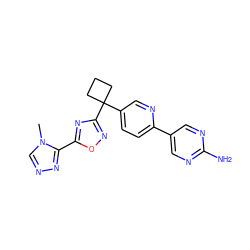 Cn1cnnc1-c1nc(C2(c3ccc(-c4cnc(N)nc4)nc3)CCC2)no1 ZINC000096175441