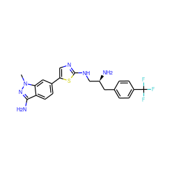 Cn1nc(N)c2ccc(-c3cnc(NC[C@@H](N)Cc4ccc(C(F)(F)F)cc4)s3)cc21 ZINC000049021803
