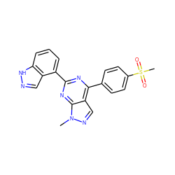 Cn1ncc2c(-c3ccc(S(C)(=O)=O)cc3)nc(-c3cccc4[nH]ncc34)nc21 ZINC000064548613