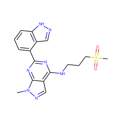 Cn1ncc2c(NCCCS(C)(=O)=O)nc(-c3cccc4[nH]ncc34)nc21 ZINC000058649803
