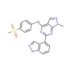 Cn1ncc2c(Nc3ccc(S(C)(=O)=O)cc3)nc(-c3cccc4[nH]ncc34)nc21 ZINC000064541116
