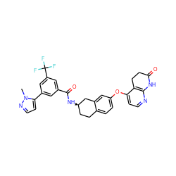 Cn1nccc1-c1cc(C(=O)N[C@@H]2CCc3ccc(Oc4ccnc5c4CCC(=O)N5)cc3C2)cc(C(F)(F)F)c1 ZINC000205142489