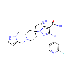 Cn1nccc1CN1CCC(CC#N)(n2cc(C(N)=O)c(Nc3ccnc(F)c3)n2)CC1 ZINC000220966893