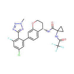 Cn1nnc(-c2c(F)cc(Cl)cc2-c2ccc3c(c2)OCC[C@@H]3NC(=O)C2(NC(=O)C(F)(F)F)CC2)n1 ZINC000169697133