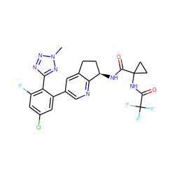 Cn1nnc(-c2c(F)cc(Cl)cc2-c2cnc3c(c2)CC[C@H]3NC(=O)C2(NC(=O)C(F)(F)F)CC2)n1 ZINC000142223061