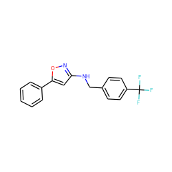 FC(F)(F)c1ccc(CNc2cc(-c3ccccc3)on2)cc1 ZINC000045300596