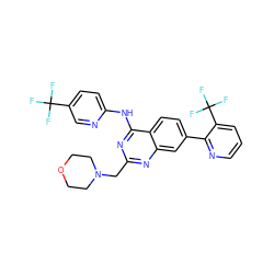 FC(F)(F)c1ccc(Nc2nc(CN3CCOCC3)nc3cc(-c4ncccc4C(F)(F)F)ccc23)nc1 ZINC000044359551