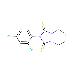 Fc1cc(Cl)ccc1-n1c(=S)n2n(c1=S)CCCC2 ZINC000103280815