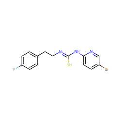 Fc1ccc(CC/N=C(\S)Nc2ccc(Br)cn2)cc1 ZINC000013477225