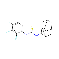 Fc1ccc(NC(=S)NC2C3CC4CC(C3)CC2C4)c(F)c1F ZINC000072114871